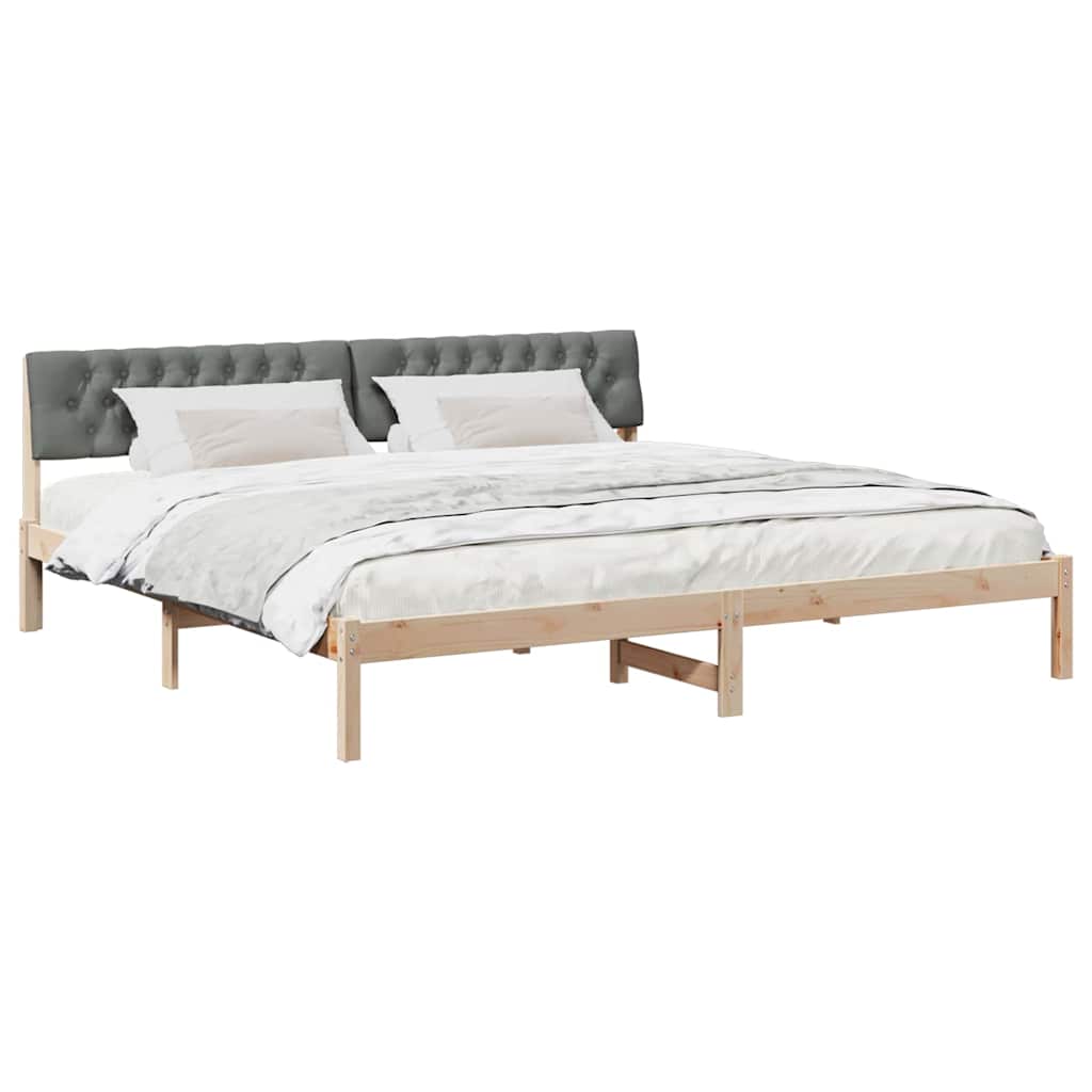 vidaXL Rama łóżka Z zagłówkiem brązowy i ciemnoszary 200 x 200 cm