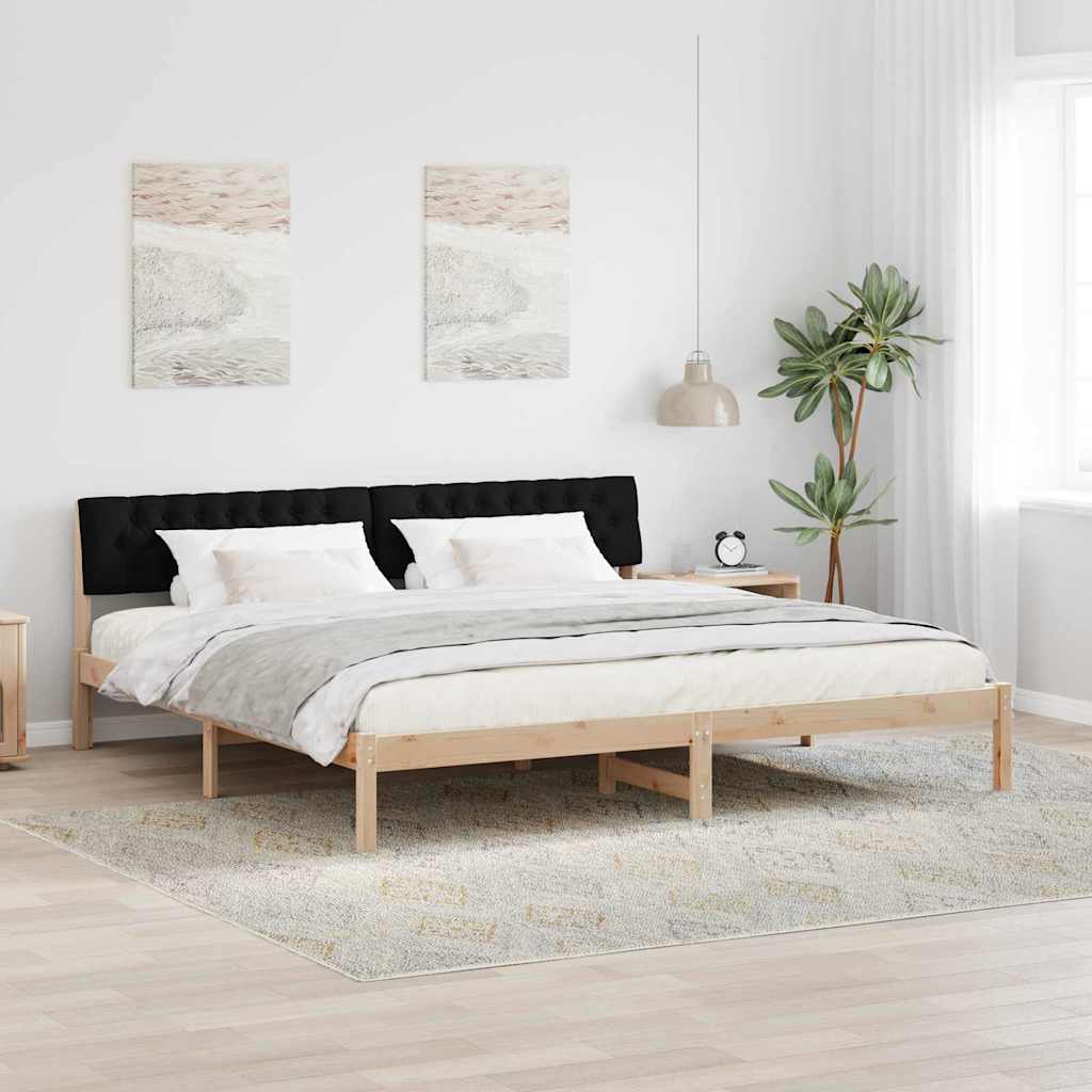 vidaXL Rama łóżka brązowo-czarny 200 x 200 cm Lite drewno sosnowe