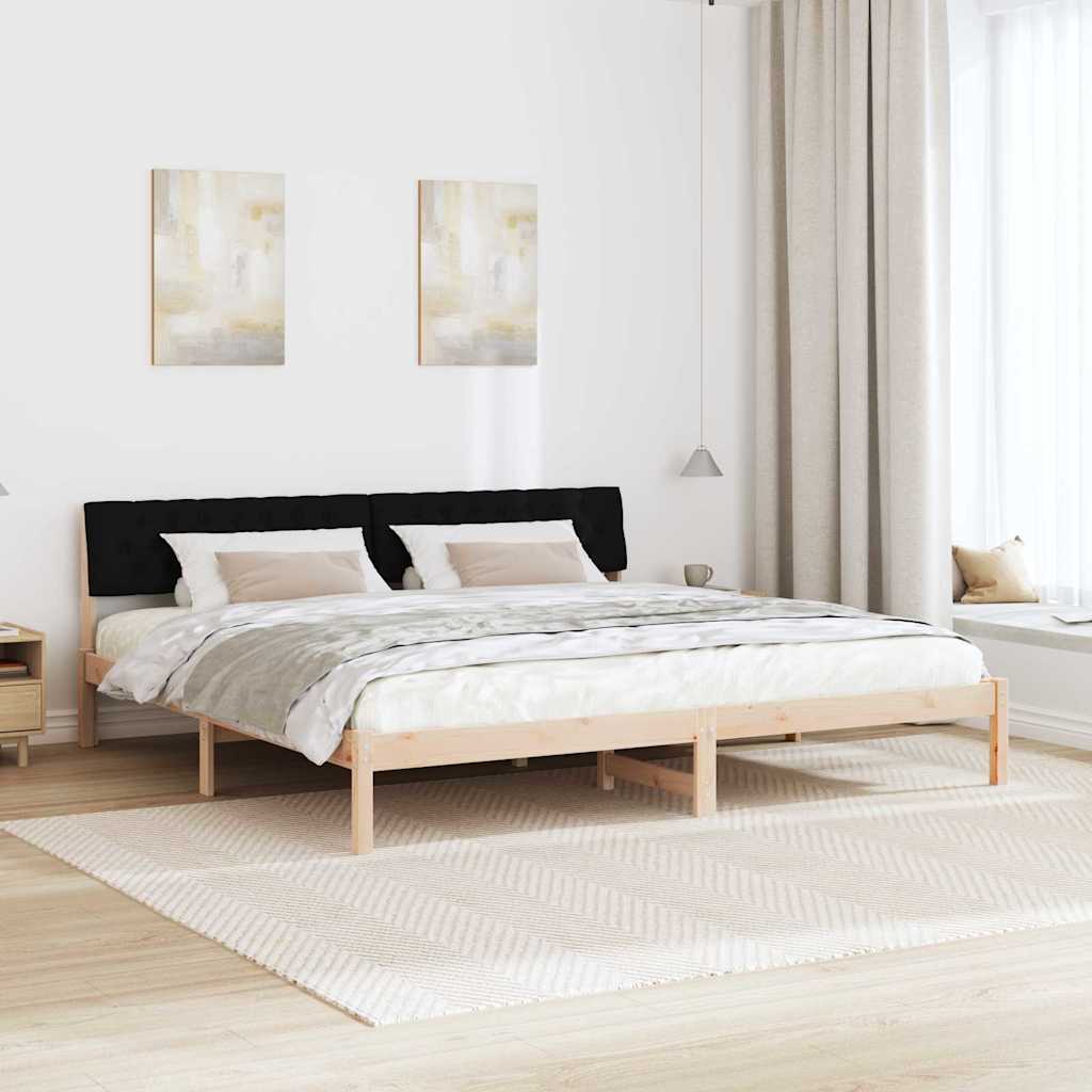 vidaXL Rama łóżka brązowo-czarny 200 x 200 cm Lite drewno sosnowe