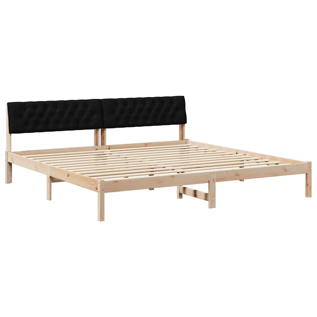 vidaXL Rama łóżka brązowo-czarny 200 x 200 cm Lite drewno sosnowe