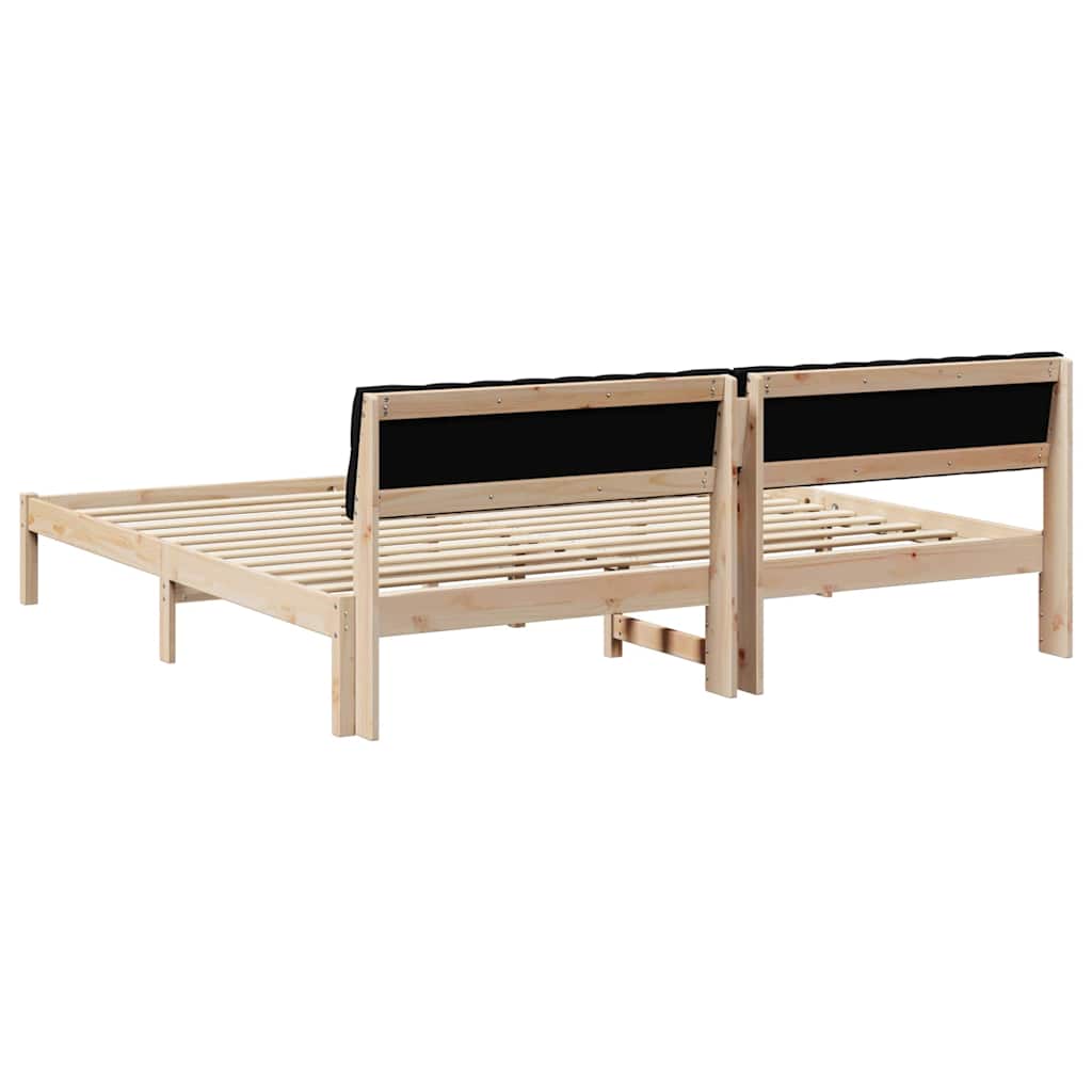 vidaXL Rama łóżka brązowo-czarny 200 x 200 cm Lite drewno sosnowe