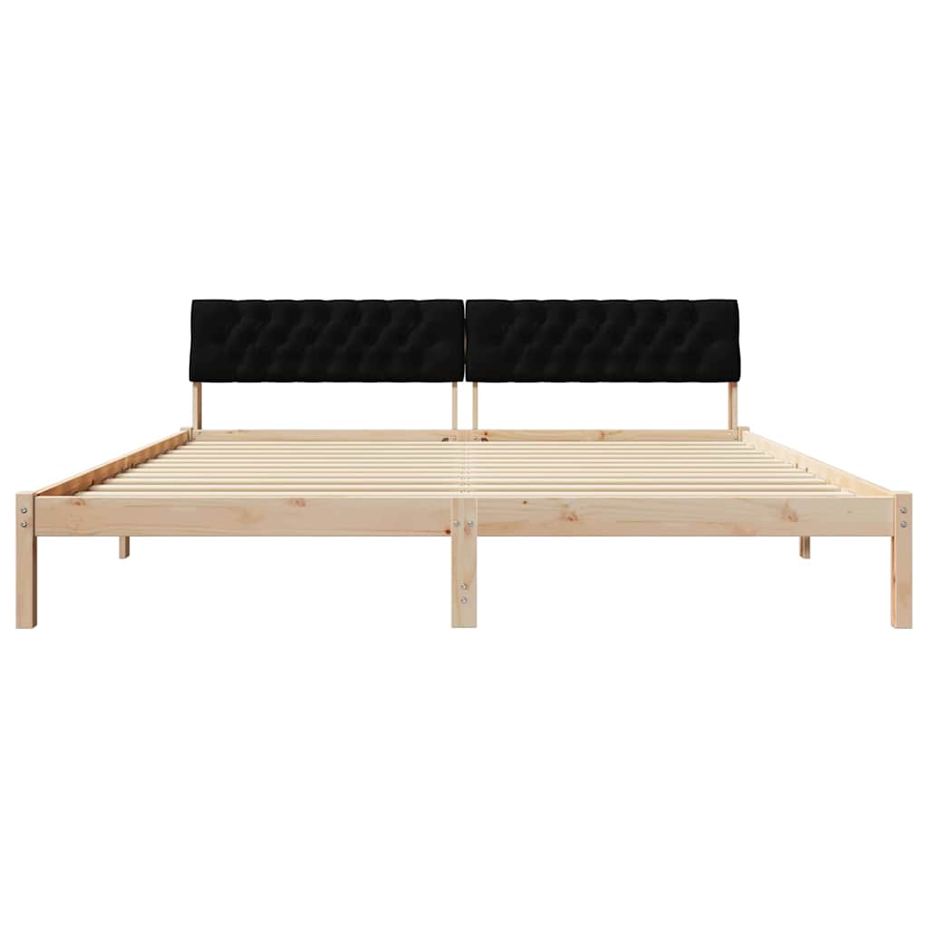 vidaXL Rama łóżka brązowo-czarny 200 x 200 cm Lite drewno sosnowe