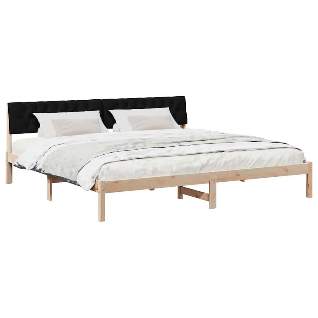 vidaXL Rama łóżka brązowo-czarny 200 x 200 cm Lite drewno sosnowe
