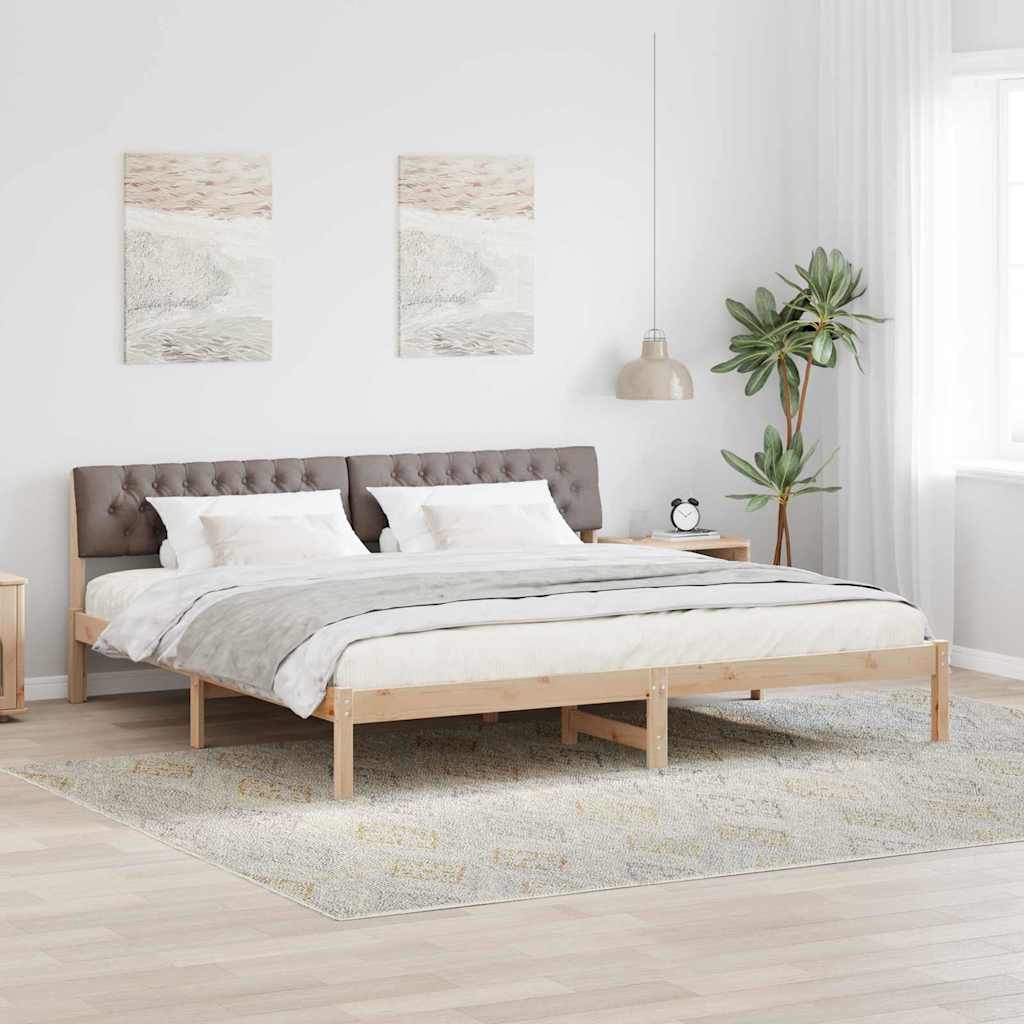 vidaXL Rama łóżka Brązowy i taupe 200 x 200 cm Lite drewno sosnowe