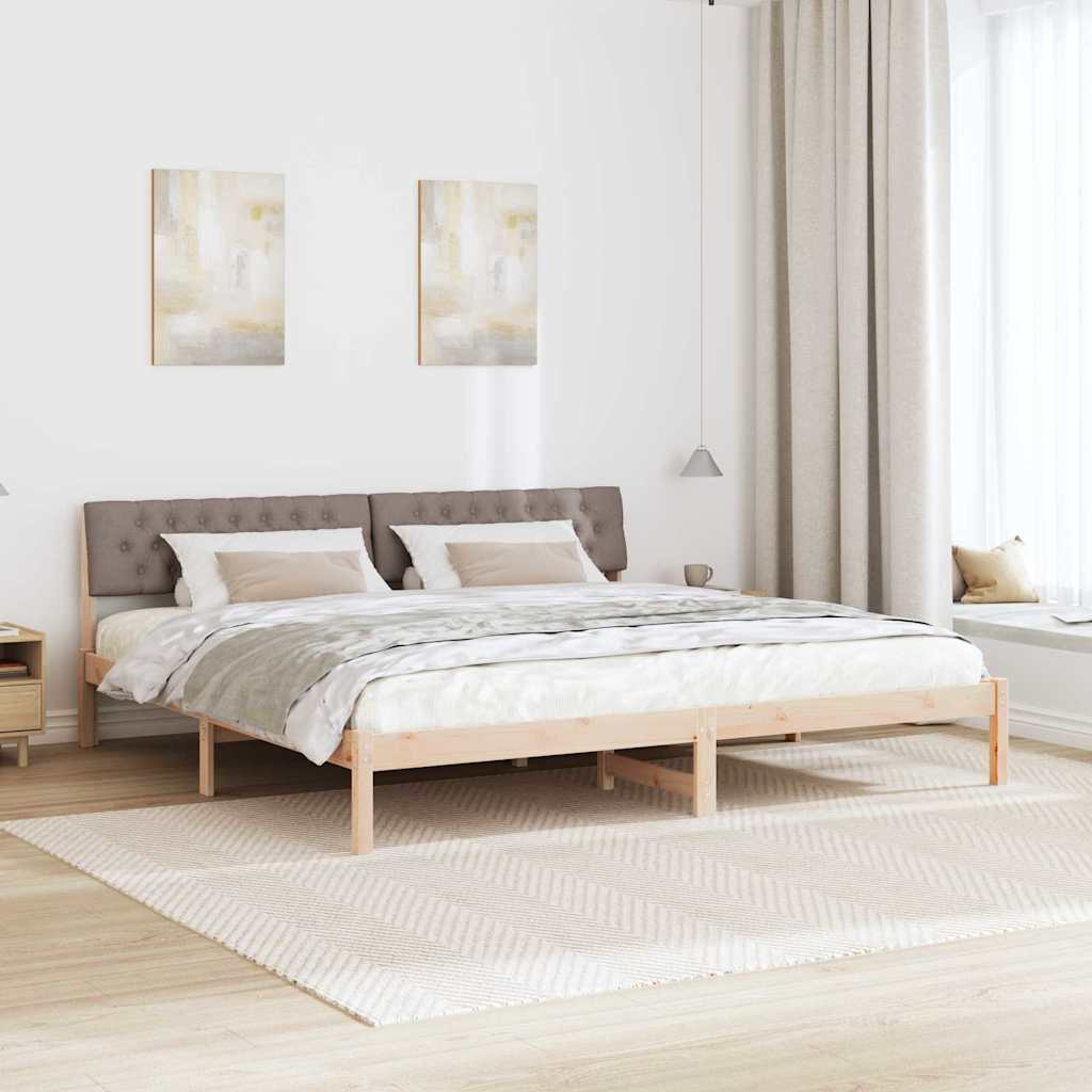 vidaXL Rama łóżka Brązowy i taupe 200 x 200 cm Lite drewno sosnowe