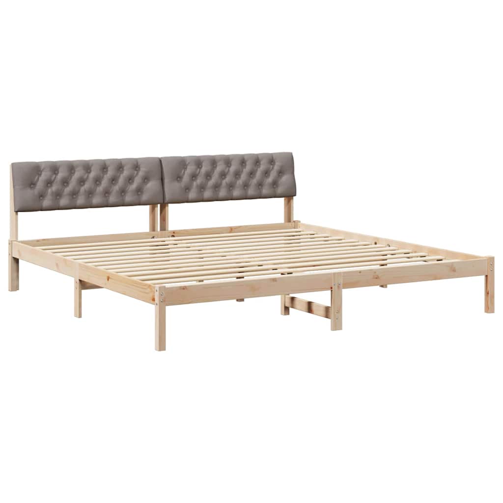 vidaXL Rama łóżka Brązowy i taupe 200 x 200 cm Lite drewno sosnowe