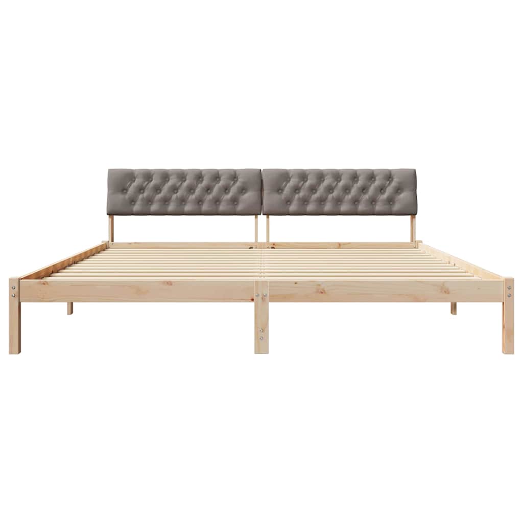 vidaXL Rama łóżka Brązowy i taupe 200 x 200 cm Lite drewno sosnowe