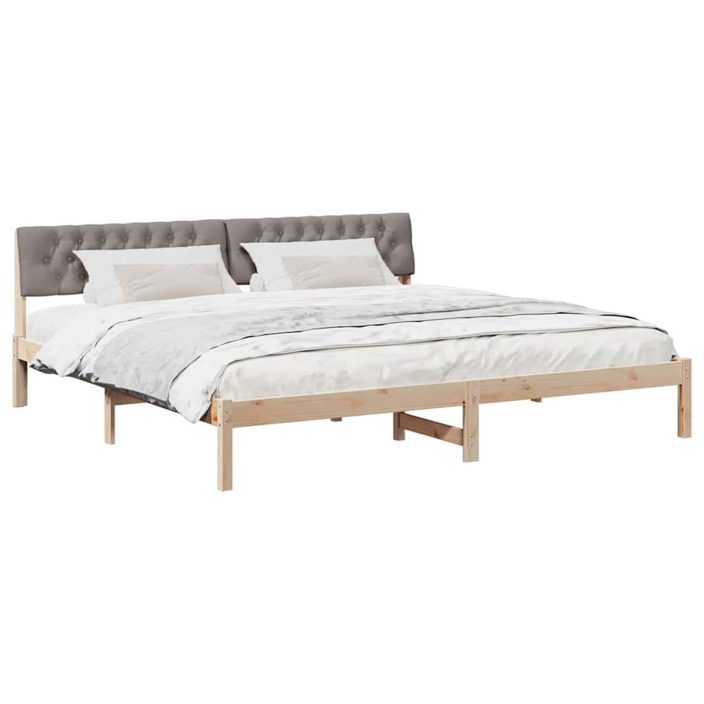 vidaXL Rama łóżka Brązowy i taupe 200 x 200 cm Lite drewno sosnowe
