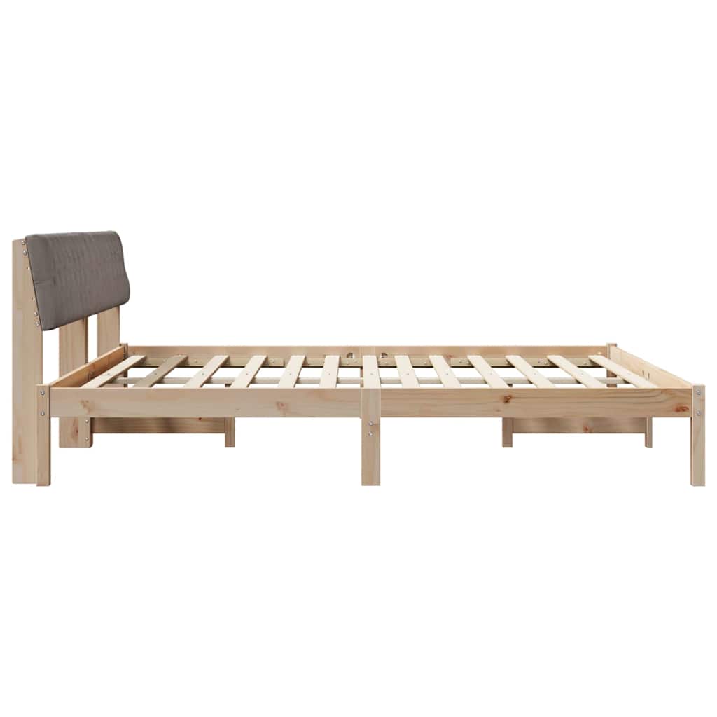vidaXL Rama łóżka Brązowy i taupe 200 x 200 cm Lite drewno sosnowe