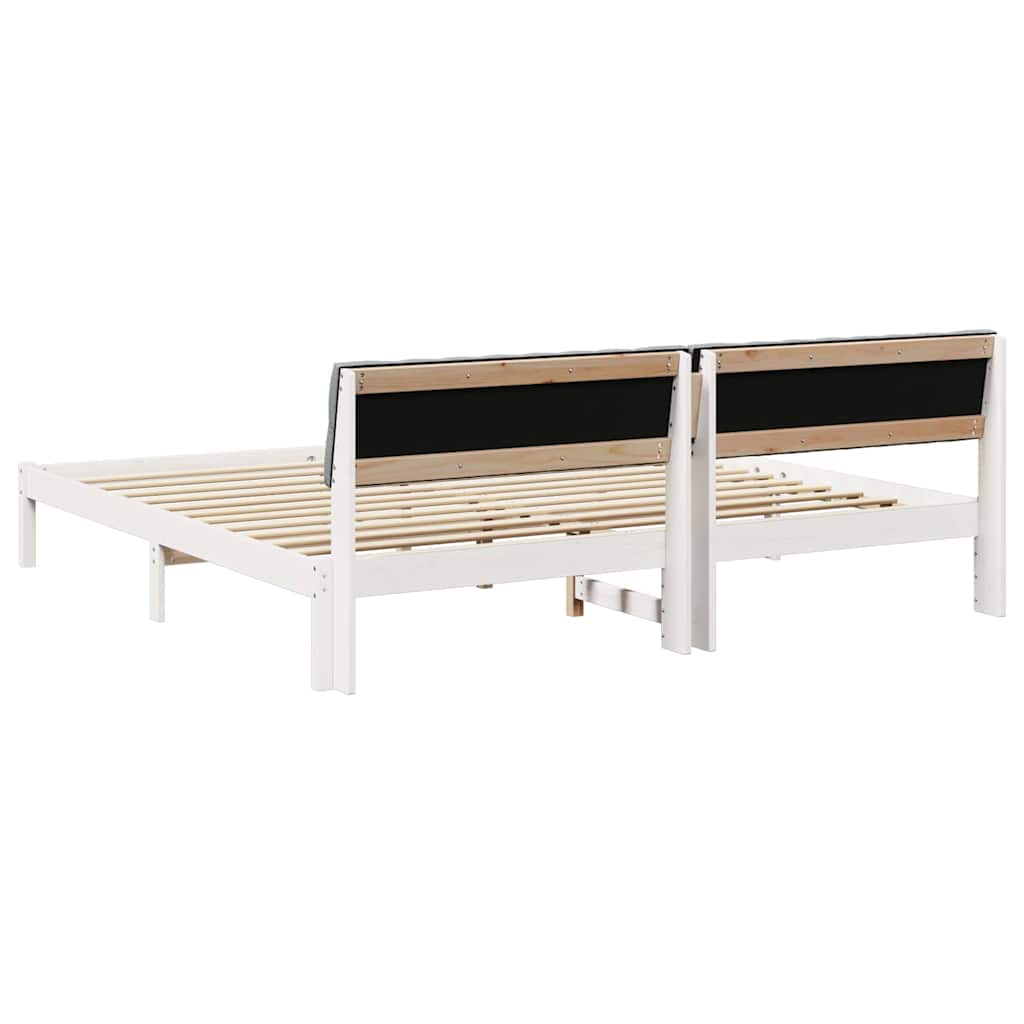 vidaXL Rama łóżka Biały i jasnoszary 200 x 200 cm Lite drewno sosnowe