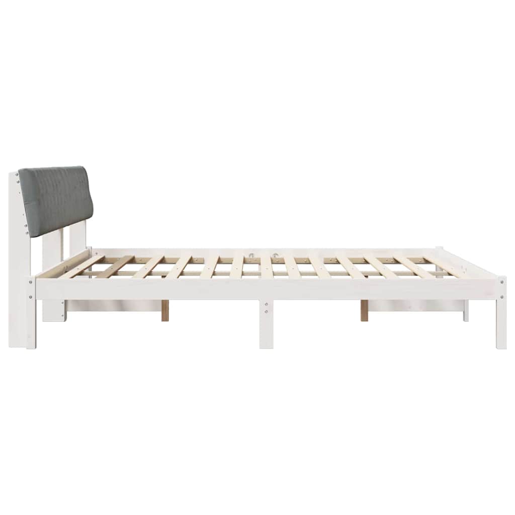 vidaXL Rama łóżka Biały i jasnoszary 200 x 200 cm Lite drewno sosnowe