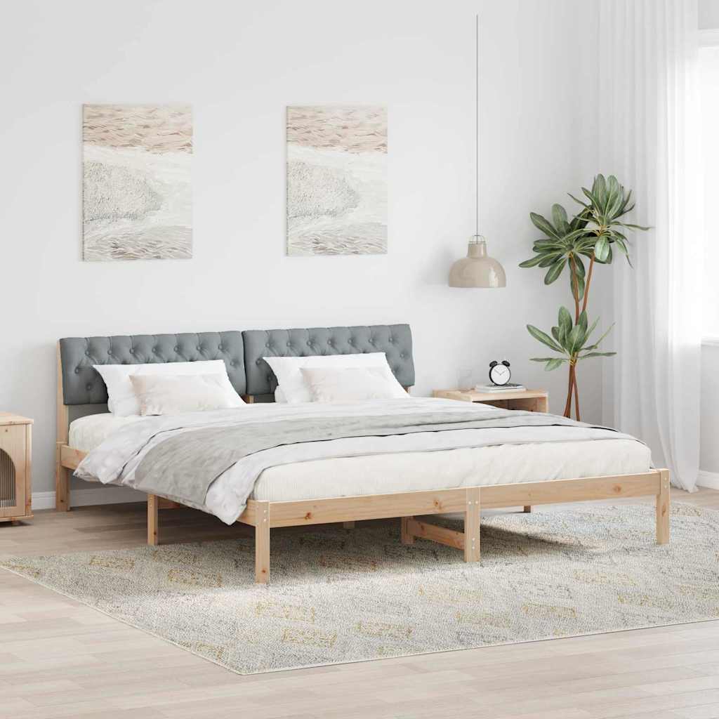 vidaXL Rama łóżka Z zagłówkiem Brązowy i jasnoszary 180 x 200 cm