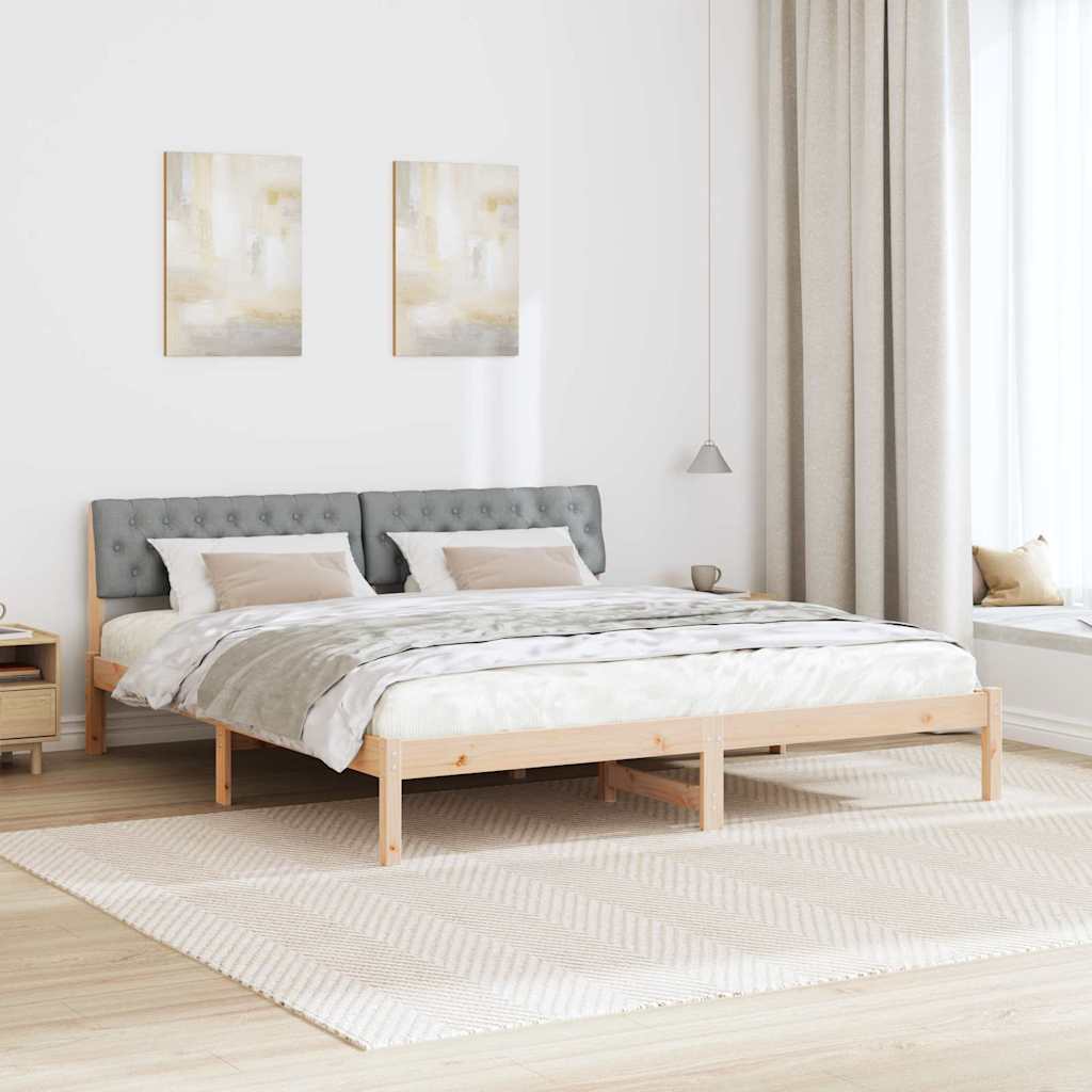 vidaXL Rama łóżka Z zagłówkiem Brązowy i jasnoszary 180 x 200 cm