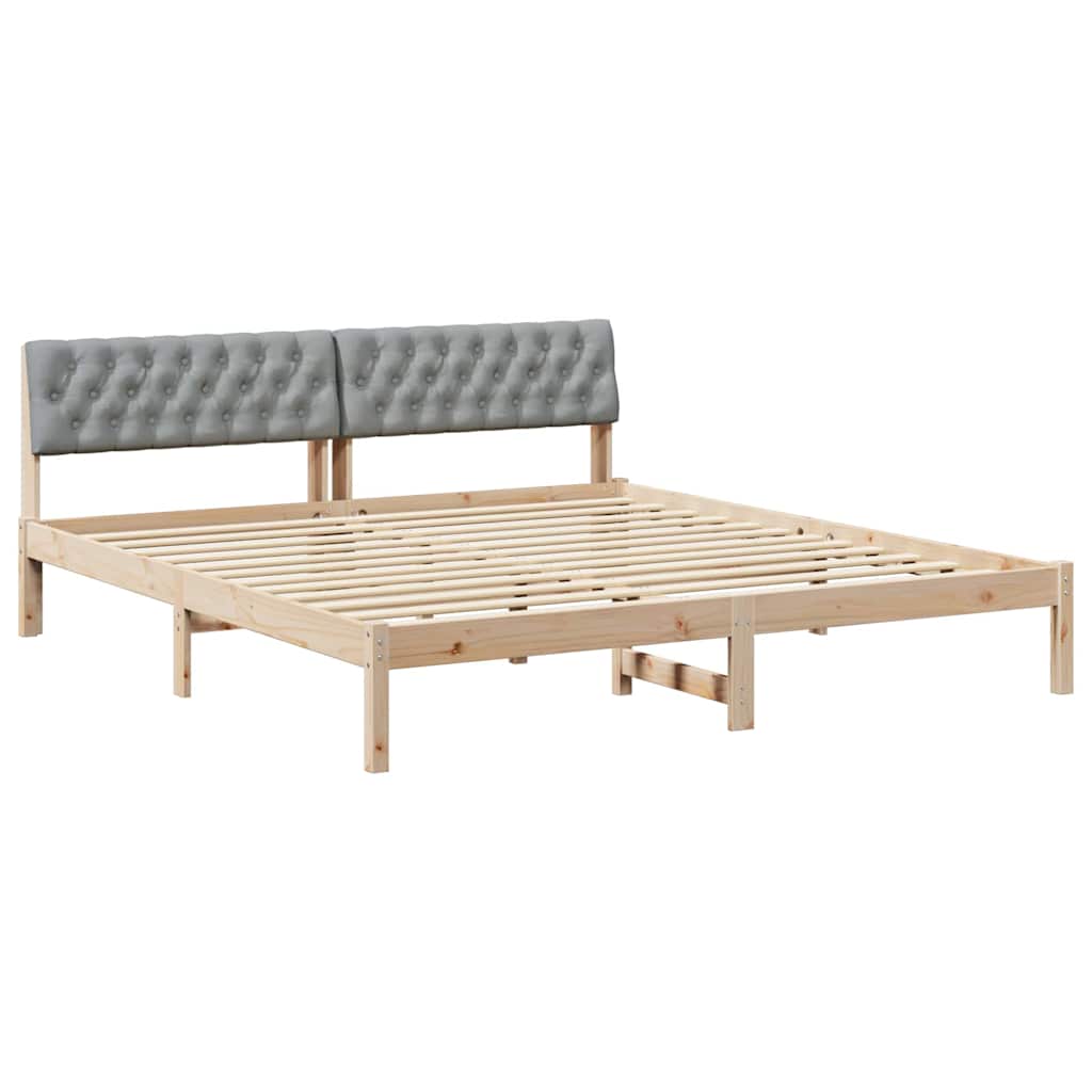 vidaXL Rama łóżka Z zagłówkiem Brązowy i jasnoszary 180 x 200 cm