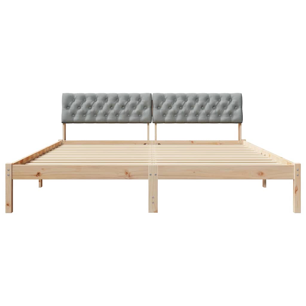 vidaXL Rama łóżka Z zagłówkiem Brązowy i jasnoszary 180 x 200 cm