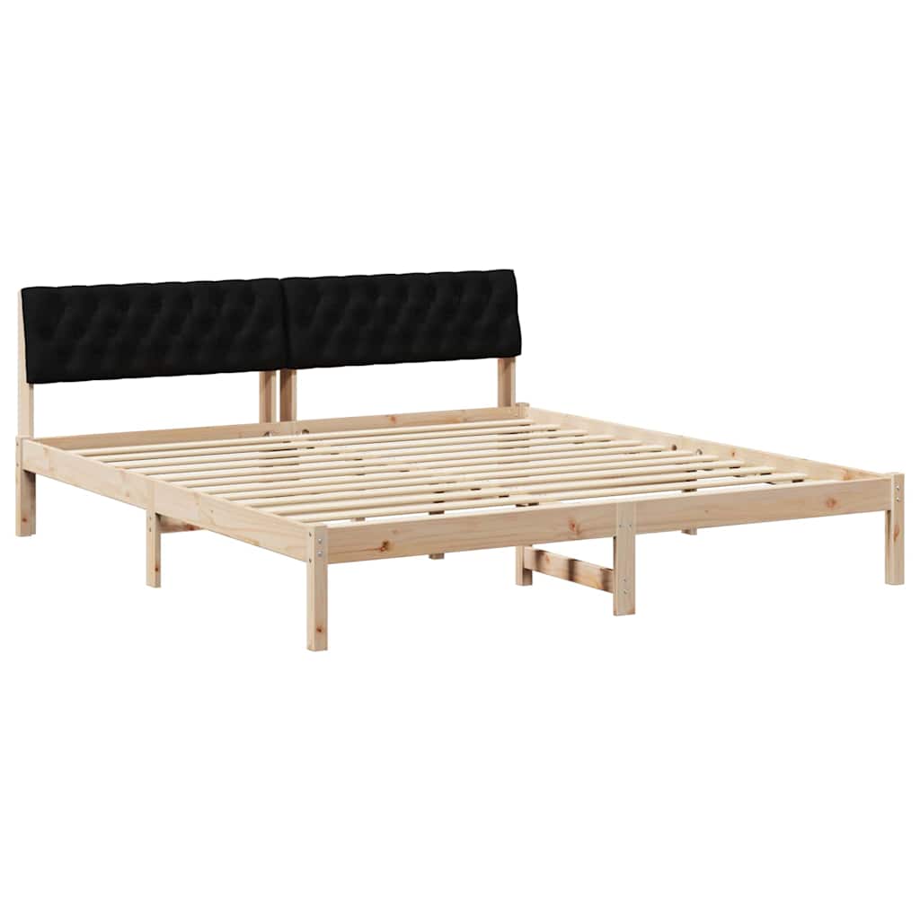 vidaXL Rama łóżka brązowo-czarny 180 x 200 cm Lite drewno sosnowe