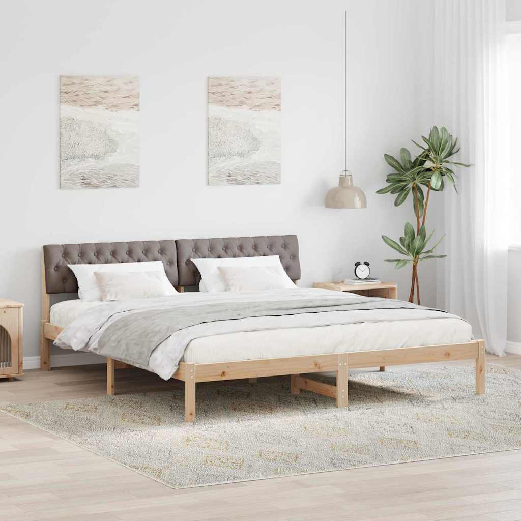 vidaXL Rama łóżka Brązowy i taupe 180 x 200 cm Lite drewno sosnowe