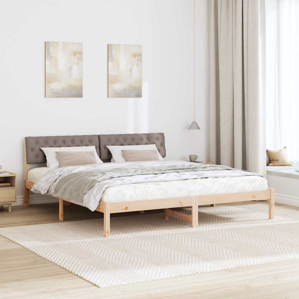vidaXL Rama łóżka Brązowy i taupe 180 x 200 cm Lite drewno sosnowe