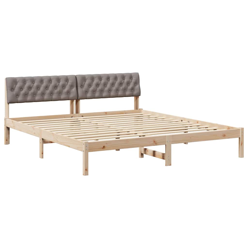vidaXL Rama łóżka Brązowy i taupe 180 x 200 cm Lite drewno sosnowe