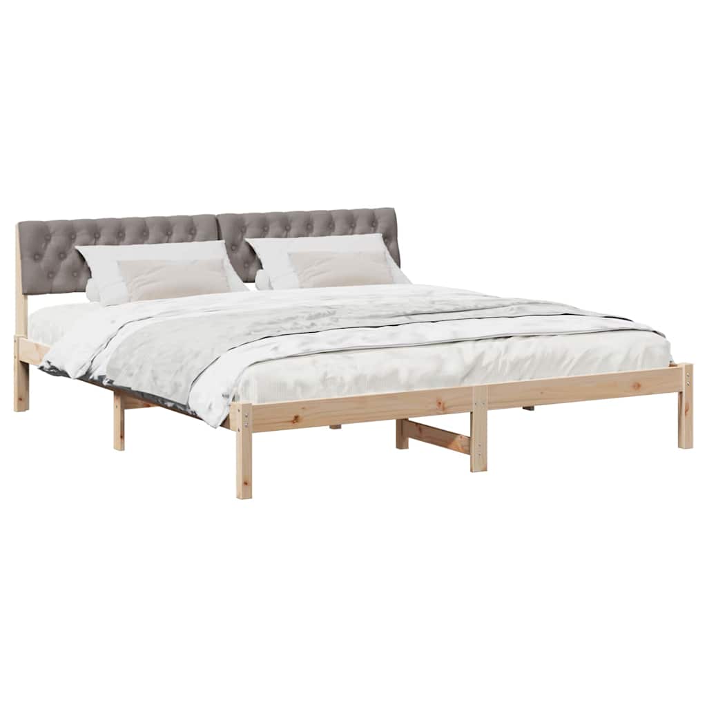 vidaXL Rama łóżka Brązowy i taupe 180 x 200 cm Lite drewno sosnowe