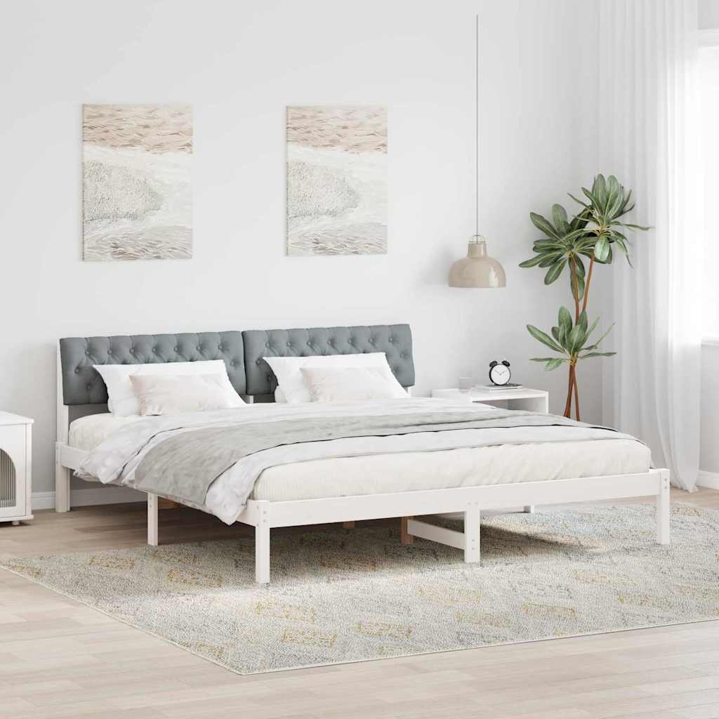 vidaXL Rama łóżka Biały i jasnoszary 180 x 200 cm Lite drewno sosnowe