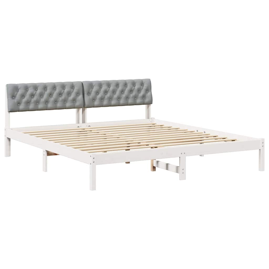 vidaXL Rama łóżka Biały i jasnoszary 180 x 200 cm Lite drewno sosnowe