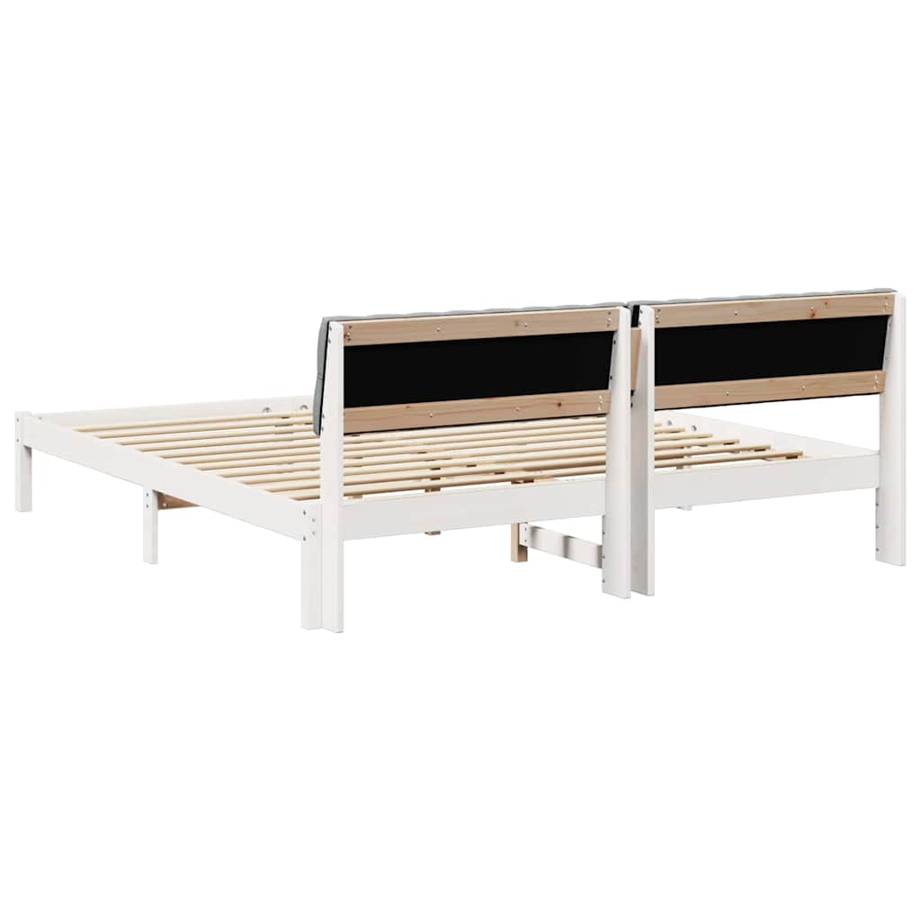 vidaXL Rama łóżka Biały i jasnoszary 180 x 200 cm Lite drewno sosnowe