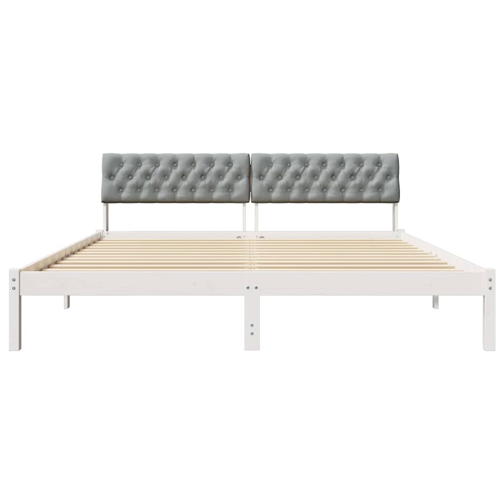 vidaXL Rama łóżka Biały i jasnoszary 180 x 200 cm Lite drewno sosnowe