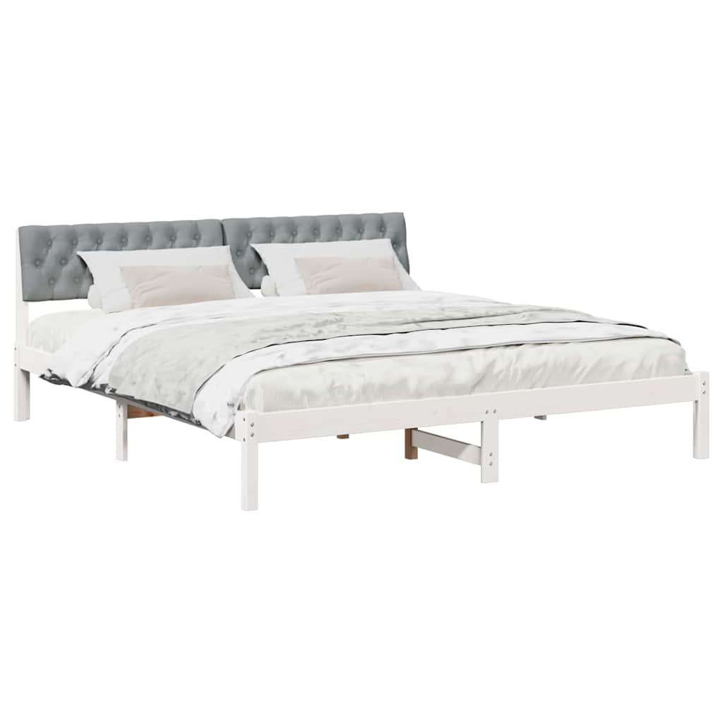 vidaXL Rama łóżka Biały i jasnoszary 180 x 200 cm Lite drewno sosnowe