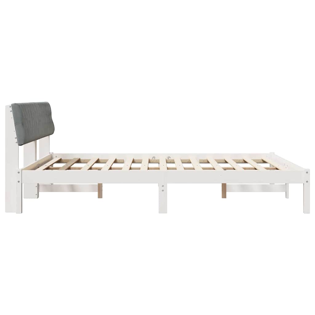 vidaXL Rama łóżka Biały i jasnoszary 180 x 200 cm Lite drewno sosnowe