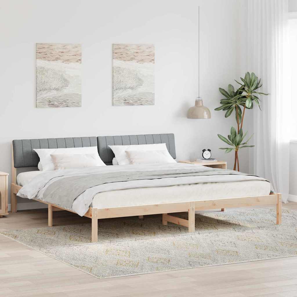 vidaXL Rama łóżka Z zagłówkiem Brązowy i jasnoszary 200 x 200 cm