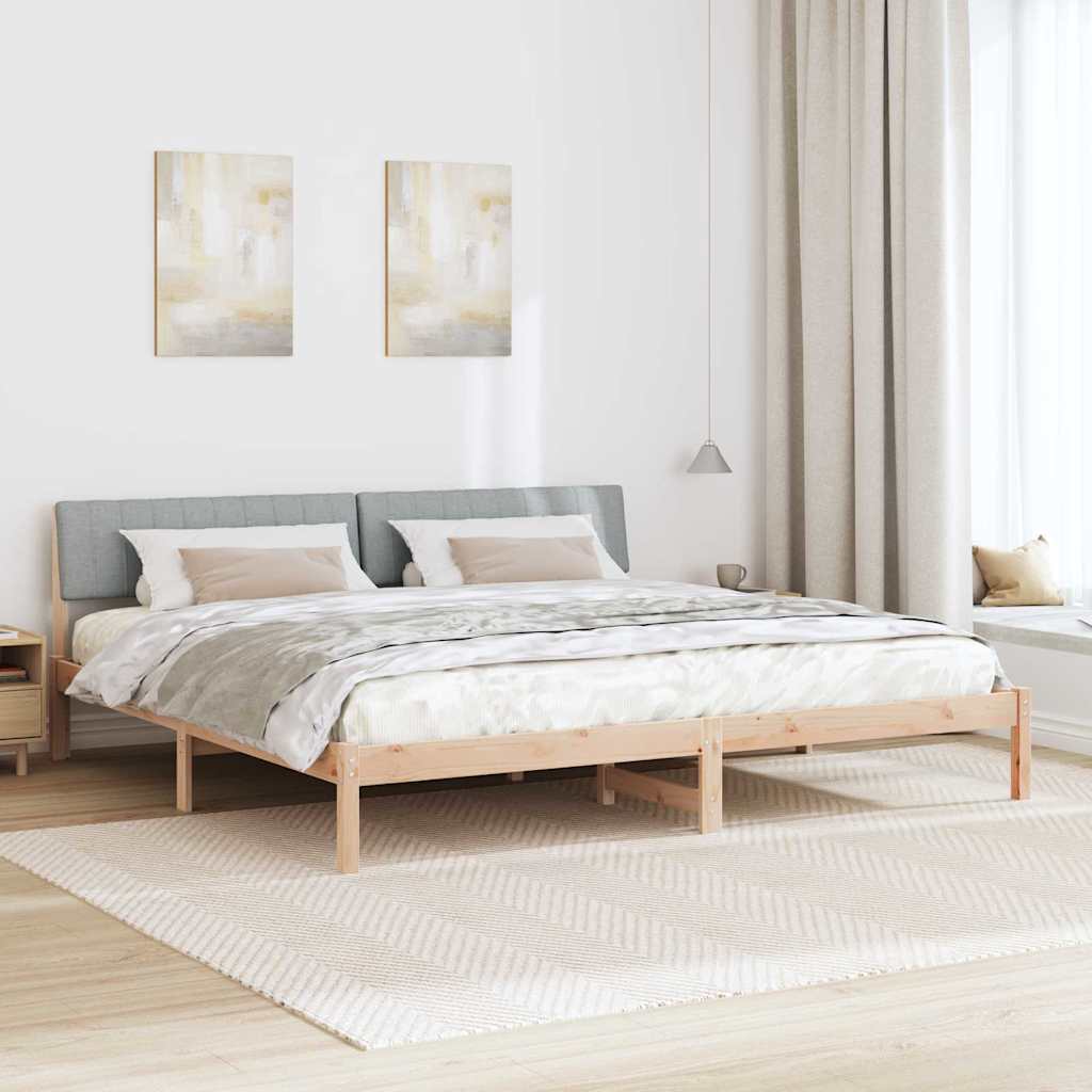 vidaXL Rama łóżka Z zagłówkiem Brązowy i jasnoszary 200 x 200 cm