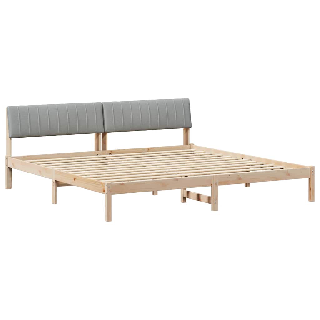 vidaXL Rama łóżka Z zagłówkiem Brązowy i jasnoszary 200 x 200 cm