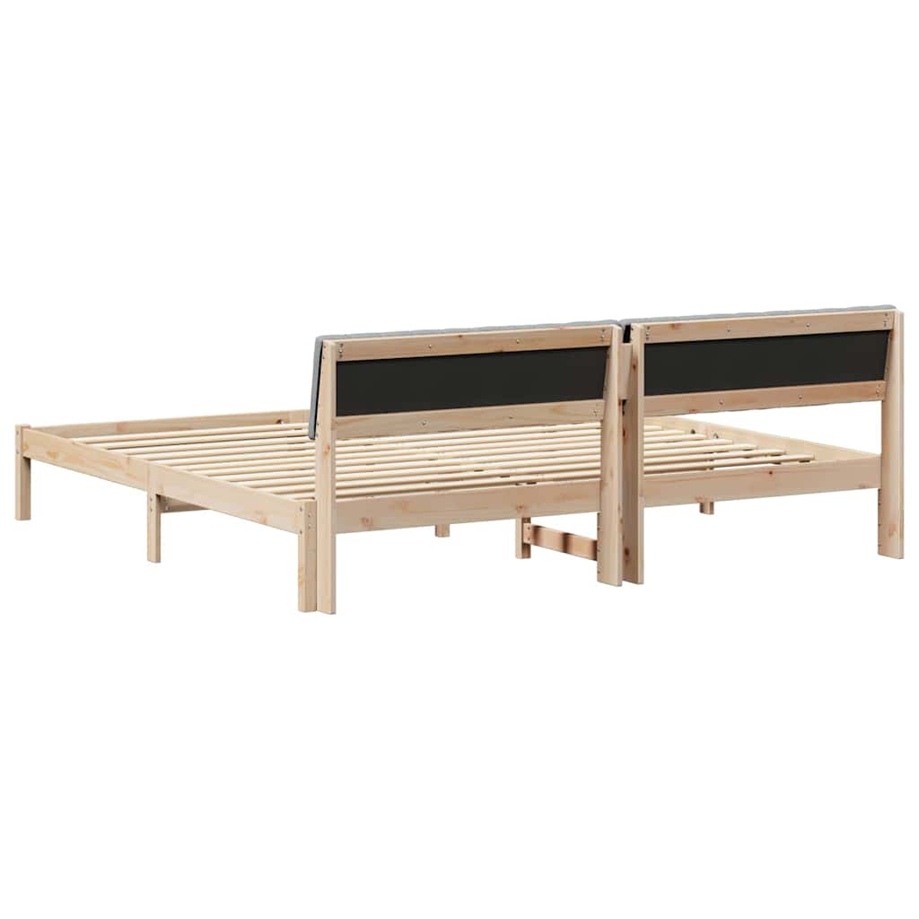 vidaXL Rama łóżka Z zagłówkiem Brązowy i jasnoszary 200 x 200 cm