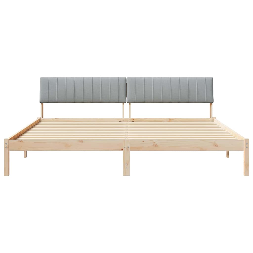 vidaXL Rama łóżka Z zagłówkiem Brązowy i jasnoszary 200 x 200 cm