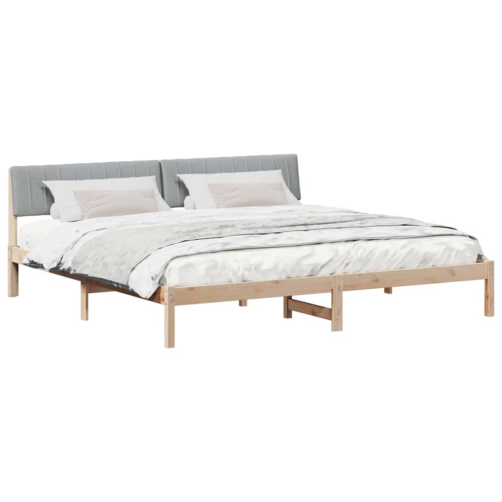 vidaXL Rama łóżka Z zagłówkiem Brązowy i jasnoszary 200 x 200 cm