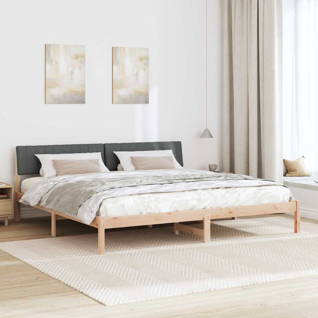 vidaXL Rama łóżka Z zagłówkiem brązowy i ciemnoszary 200 x 200 cm