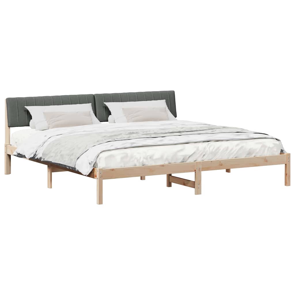 vidaXL Rama łóżka Z zagłówkiem brązowy i ciemnoszary 200 x 200 cm