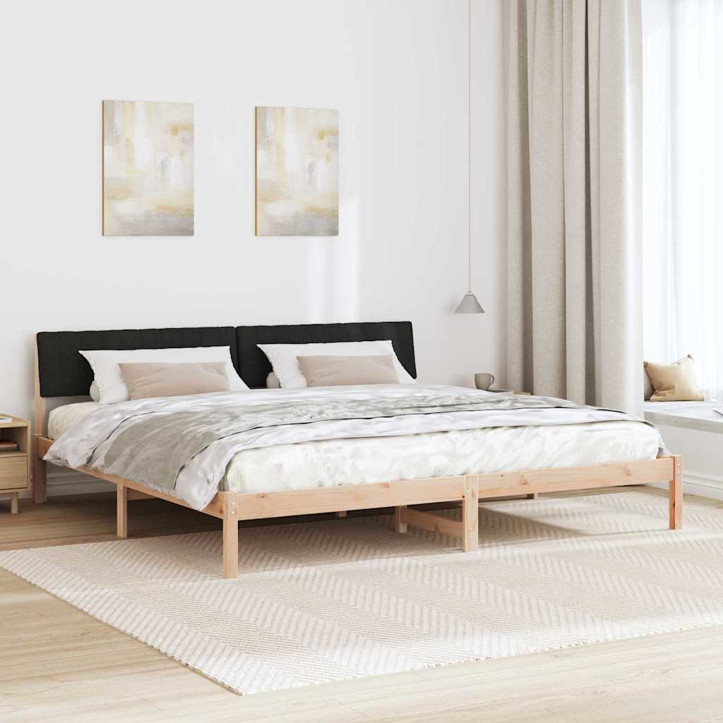 vidaXL Rama łóżka brązowo-czarny 200 x 200 cm Lite drewno sosnowe