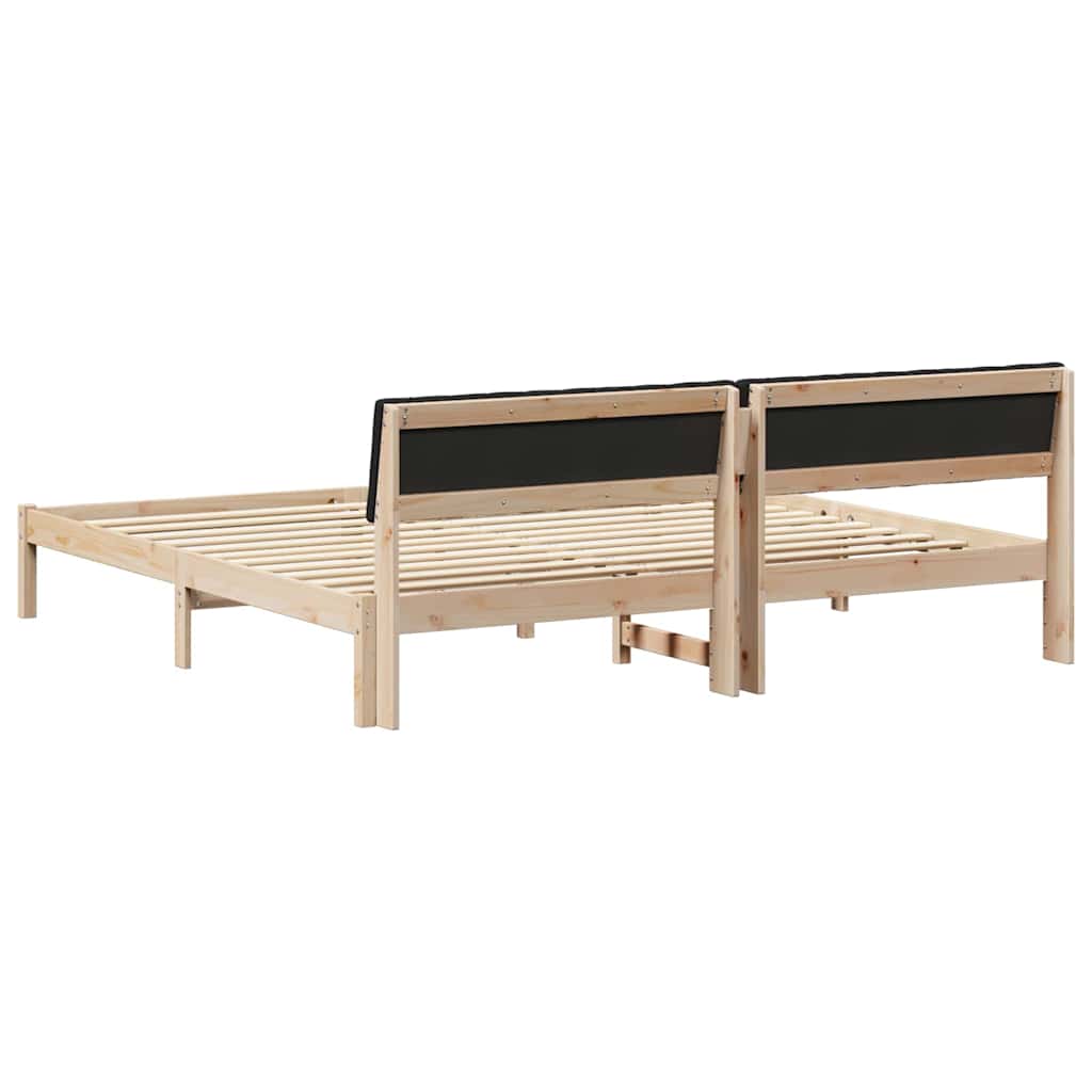 vidaXL Rama łóżka brązowo-czarny 200 x 200 cm Lite drewno sosnowe