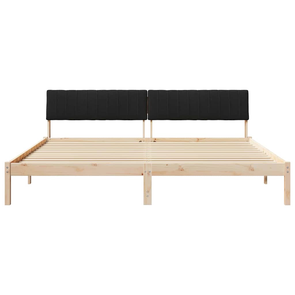 vidaXL Rama łóżka brązowo-czarny 200 x 200 cm Lite drewno sosnowe