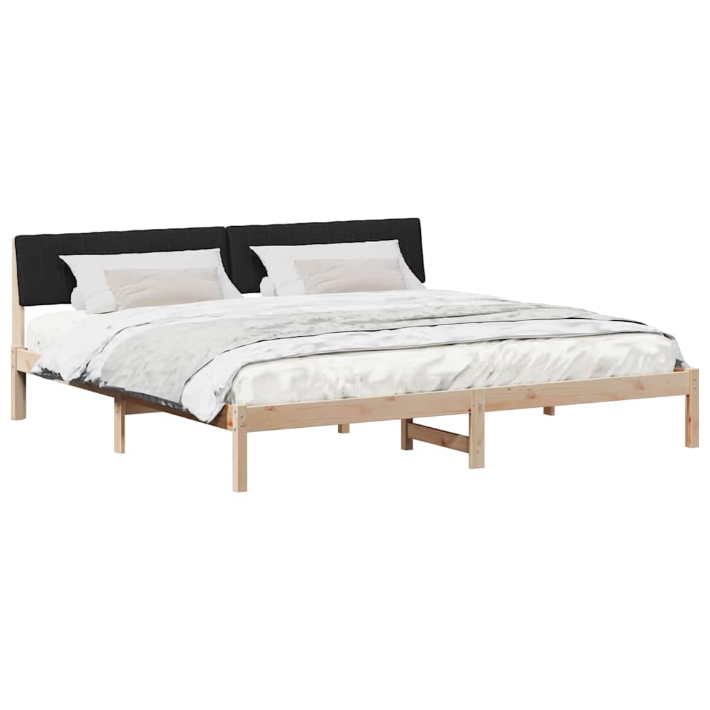 vidaXL Rama łóżka brązowo-czarny 200 x 200 cm Lite drewno sosnowe