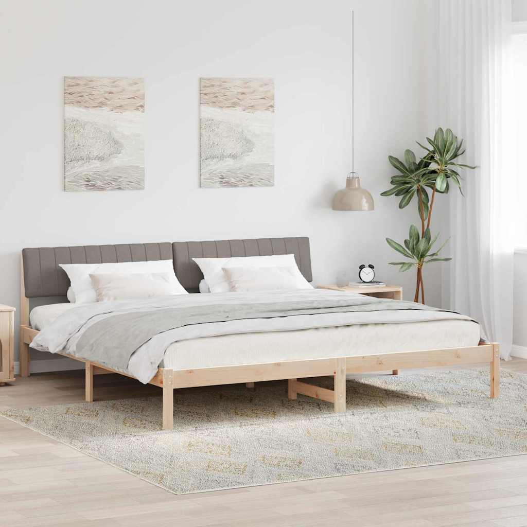 vidaXL Rama łóżka Brązowy i taupe 200 x 200 cm Lite drewno sosnowe