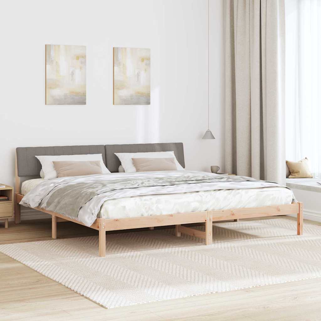 vidaXL Rama łóżka Brązowy i taupe 200 x 200 cm Lite drewno sosnowe