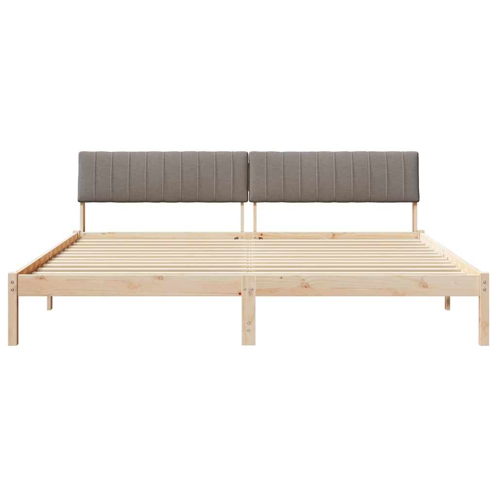 vidaXL Rama łóżka Brązowy i taupe 200 x 200 cm Lite drewno sosnowe