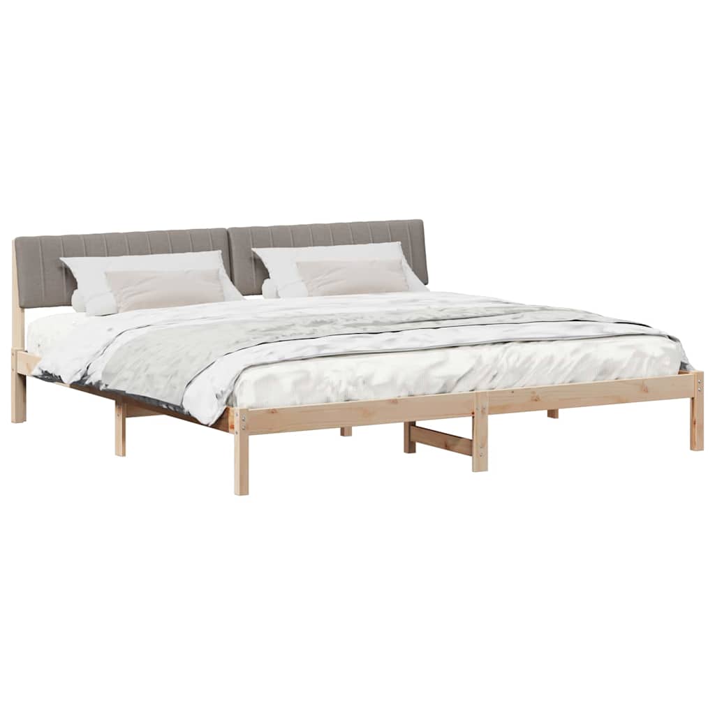 vidaXL Rama łóżka Brązowy i taupe 200 x 200 cm Lite drewno sosnowe