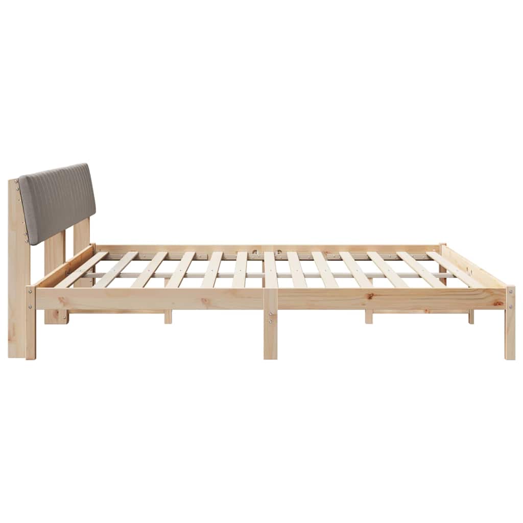 vidaXL Rama łóżka Brązowy i taupe 200 x 200 cm Lite drewno sosnowe