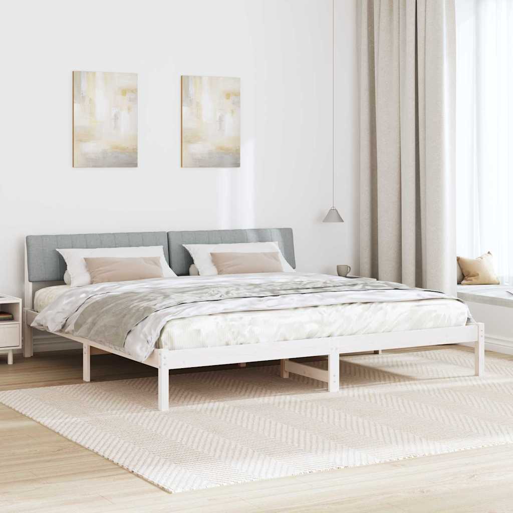 vidaXL Rama łóżka Biały i jasnoszary 200 x 200 cm Lite drewno sosnowe