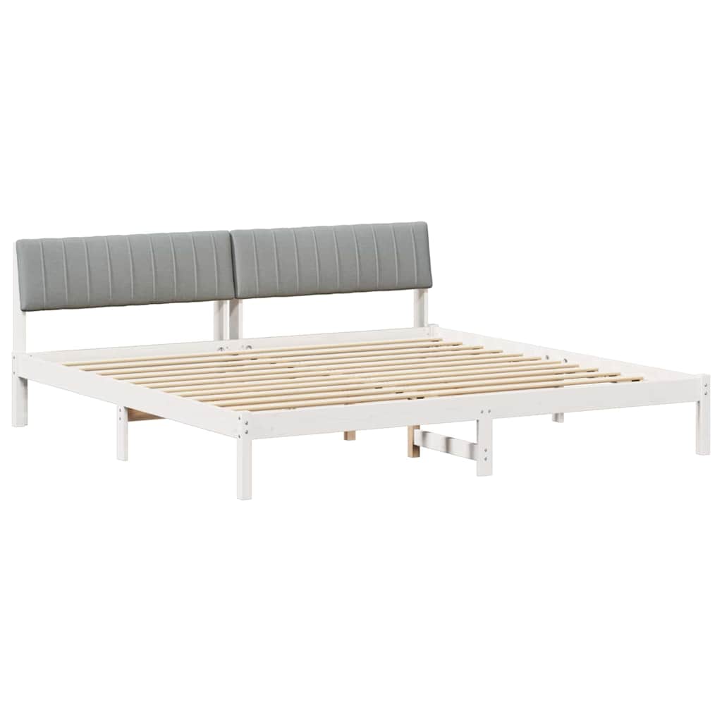 vidaXL Rama łóżka Biały i jasnoszary 200 x 200 cm Lite drewno sosnowe