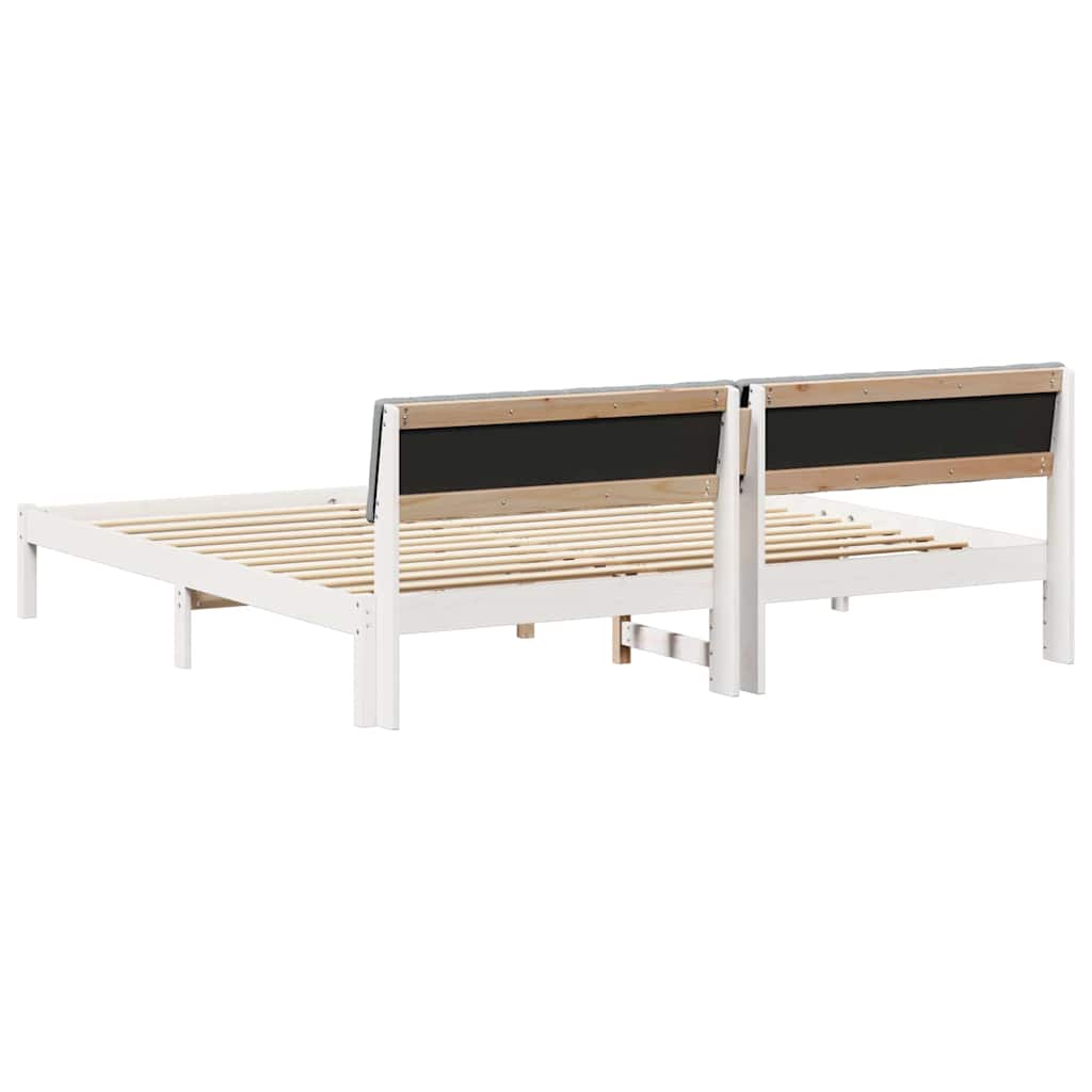 vidaXL Rama łóżka Biały i jasnoszary 200 x 200 cm Lite drewno sosnowe